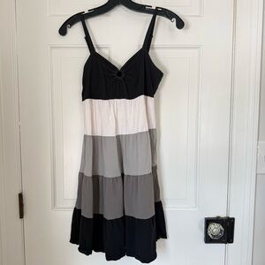 Black and Gray Striped Women's Sundress/Pool Cover-up